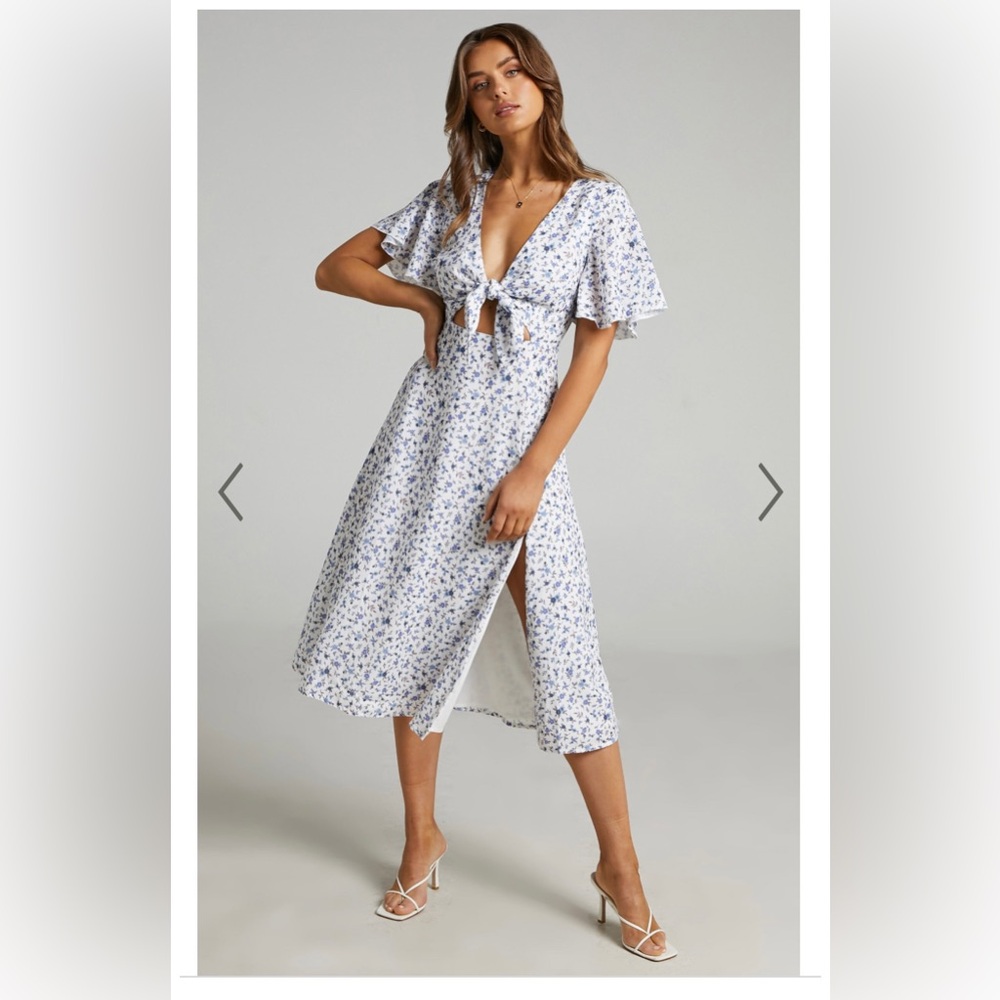 Showpo WILD AND FREE MIND MIDI DRESS IN WHITE FLORAL